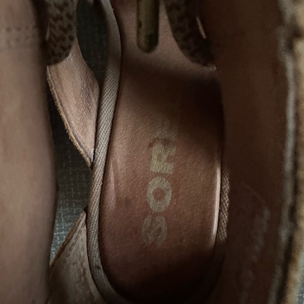 Sorel Joanie II Lace Wedge Sandal Size 7.5 Camel Taupe Leather Open Toe Lace-Up - Picture 11 of 14